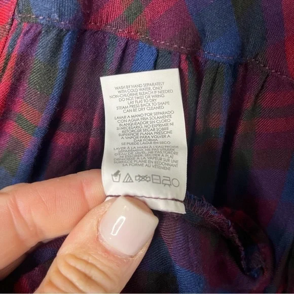 CAbi Caroling Joyful Plaid Blouse Button Down Blue Red Size Small Style 4070 - Picture 6 of 6